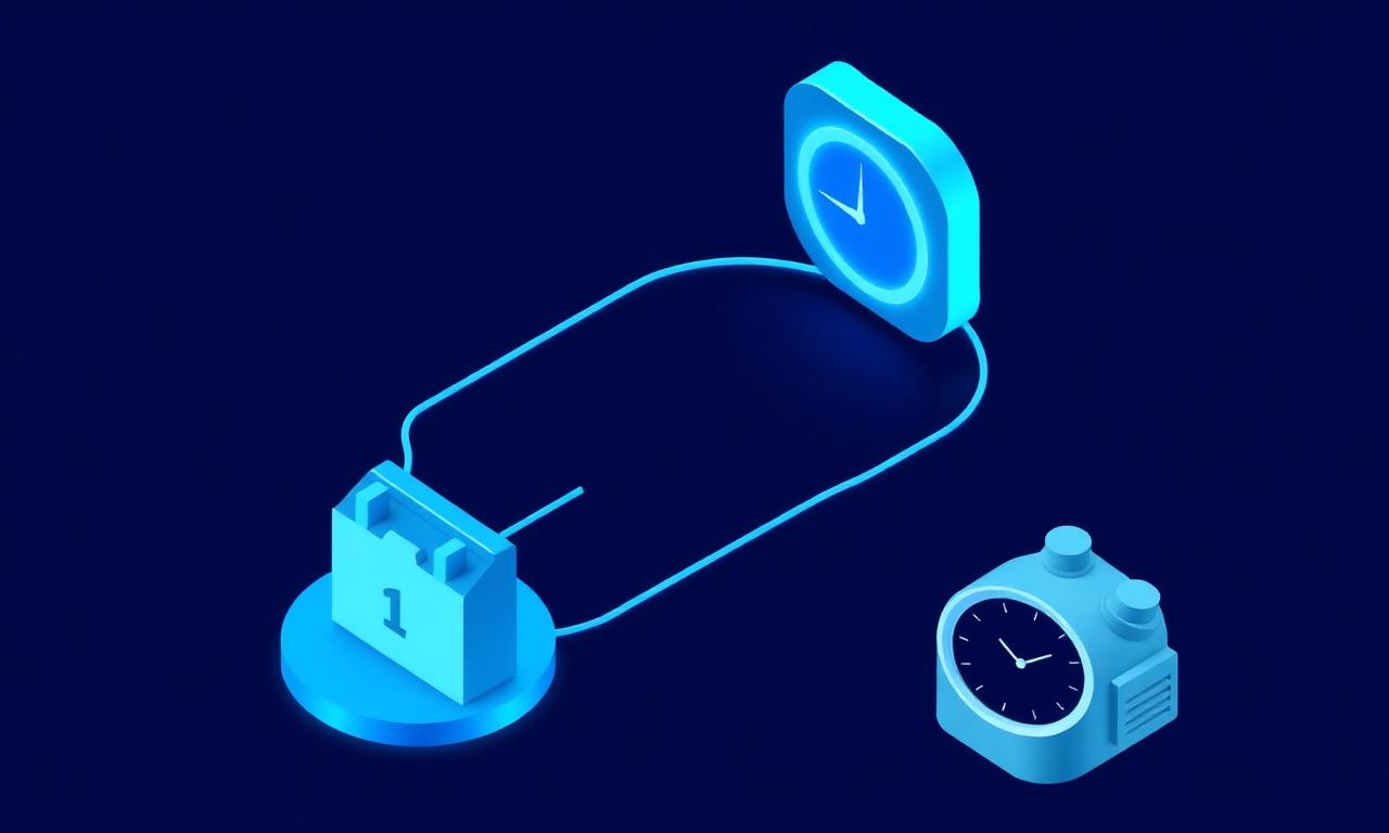 Abstract isometric illustration of a call routing hub connecting calls to booked appointment slots at night